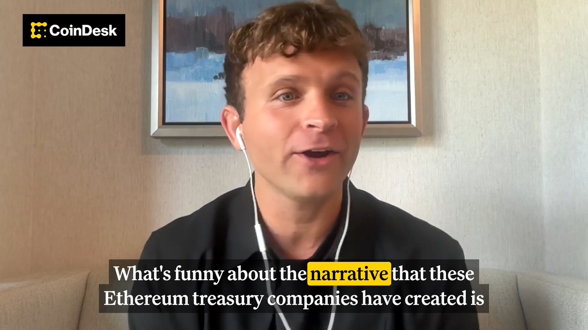 🚨 MALLERS: “My [Twenty One] co-founders are the inventors of stablecoins, and we built a Bitcoin treasury company. If the biggest stablecoin creators don’t see an ETH treasury as a good idea, why should anyone else?”