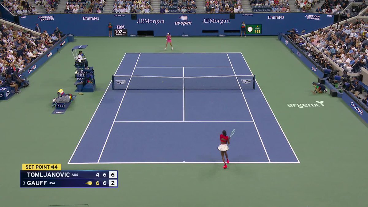 Tomljanovic takes the second in a tiebreak. She and Coco Gauff are headed to a decider!