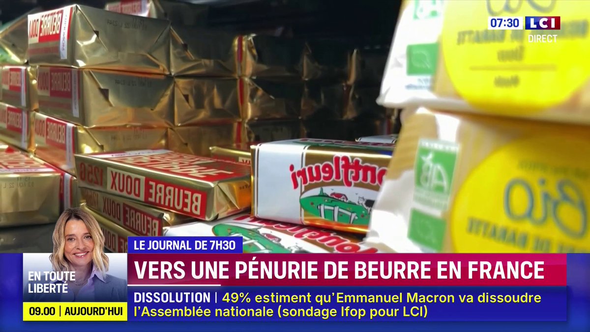 🔴 Vers une pénurie de beurre en France ? ▶️ Dès l'automne, nous risquons d'être touché par une pénurie de beurre notamment en raison de la chaleur.