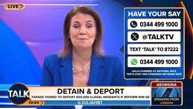 "All we needed was Nigel Farage to have the testicular fortitude to stand up and state the obvious." Georgina in London says Nigel Farage will become PM because of how 'VIP migrants' have incited 'palpable and volatile resentment' in the country. Julia Hartley-Brewer