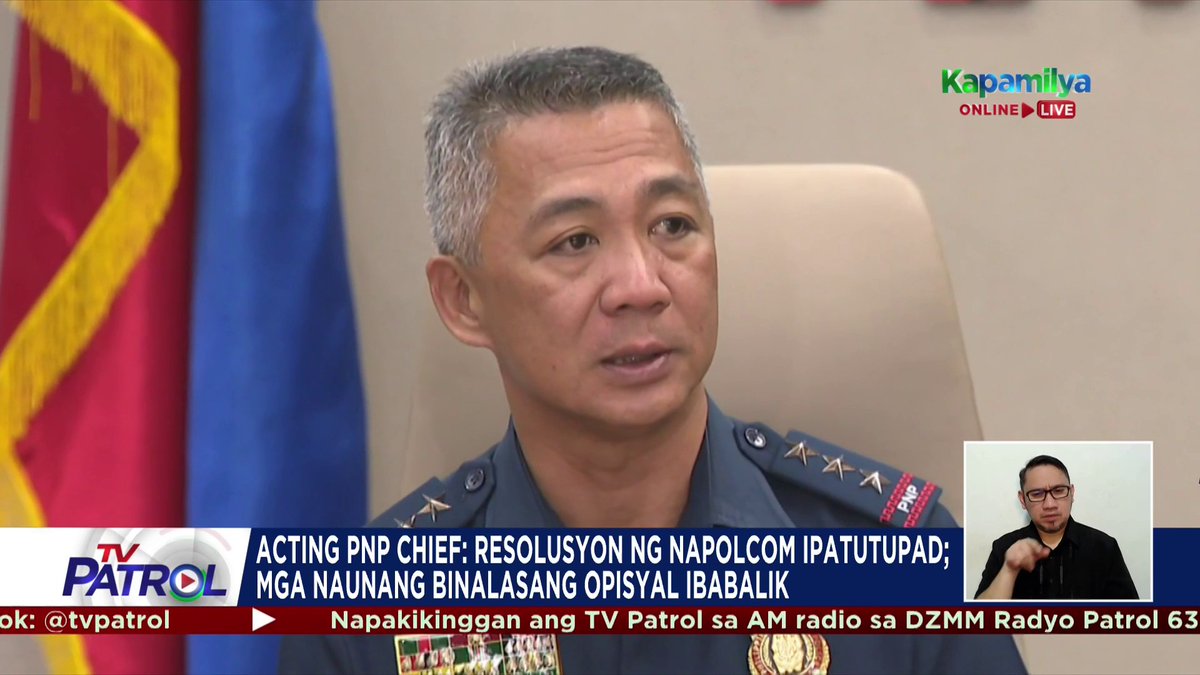 Tiniyak ni Acting PNP Chief Lt. Gen. Jose Melencio Nartatez, Jr. na ipatutupad ang resolusyon ng Napolcom para maibalik sa dati nilang puwesto ang mga binalasang opisyal ng nasibak na si Gen. Nicolas Torre III. Kasabay nito, inalis bilang tagapagsalita ng PNP si BGen. Jean Fajardo.