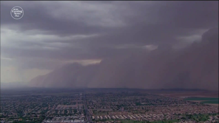 Hot and dry conditions across most of the West continue to fuel dozens of wildfires. All told, active fires have consumed more than 900,000 acres so far. Carter Evans reports the weather is now kicking up blinding dust storms in the Southwest.