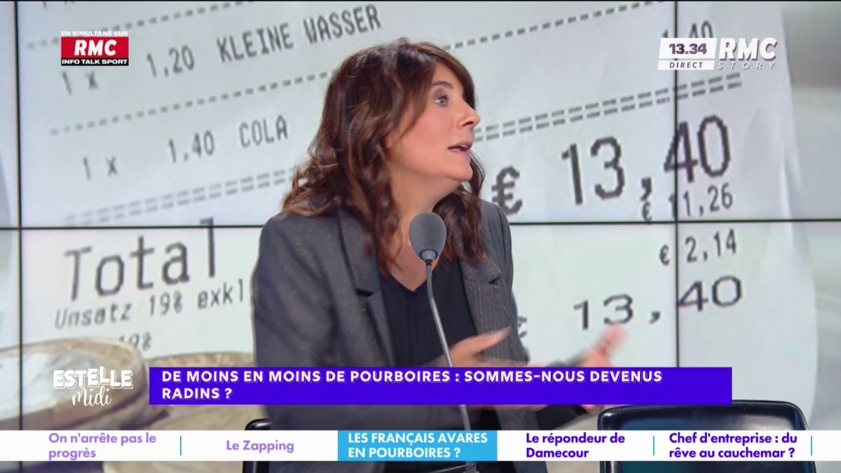 💶 Baisse des pourboires 🗣️ Estelle Denis : "J'ai un coup de gueule contre les pourboires sur les TPE ! C'est marqué "combien souhaitez-vous laisser" et t'es devant le serveur avec un sourire... J'ai pas envie de toujours donner... C'est de la vente forcée !" #EstelleMidi