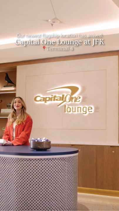 Experience our newest flagship Capital One Lounge at JFK, located in Terminal 4. Immerse yourself in local chef-inspired food from the Bodega and Cheesemonger, beverages, private restrooms, or get work done with outlets near every seat. Terms Apply. See for details.
