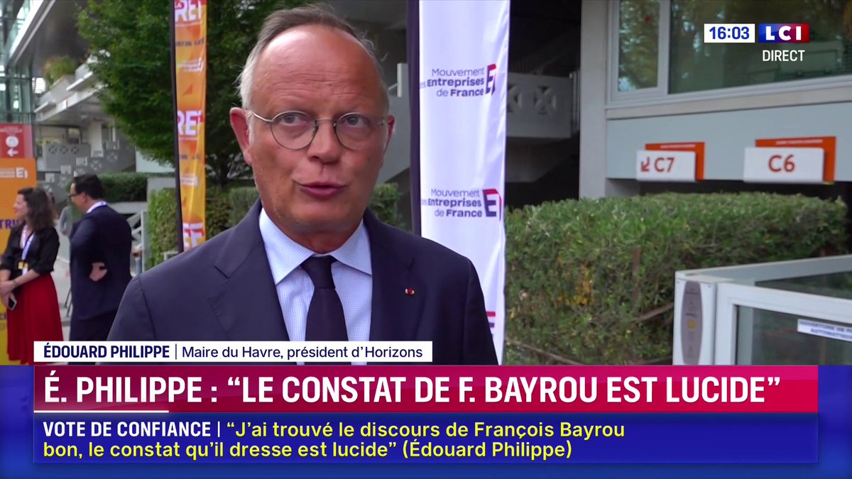 🔴 Édouard Philippe réagit sur LCI au discours de François Bayrou : « Son discours était bon, le constat qu’il dresse est terrible mais lucide »
