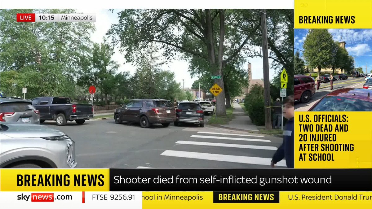 BREAKING: Two killed and 20 injured in primary school shooting, US Justice Department says 📺 Sky 501, Virgin 602, Freeview 233 and YouTube