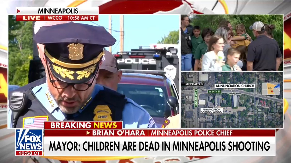 🚨 Minneapolis police chief confirms the shooter was armed with a rifle, a shotgun, and a pistol: “This was a deliberate act of violence against innocent children.” “The sheer cruelty and cowardice of firing into a church full of children is absolutely incomprehensible.”