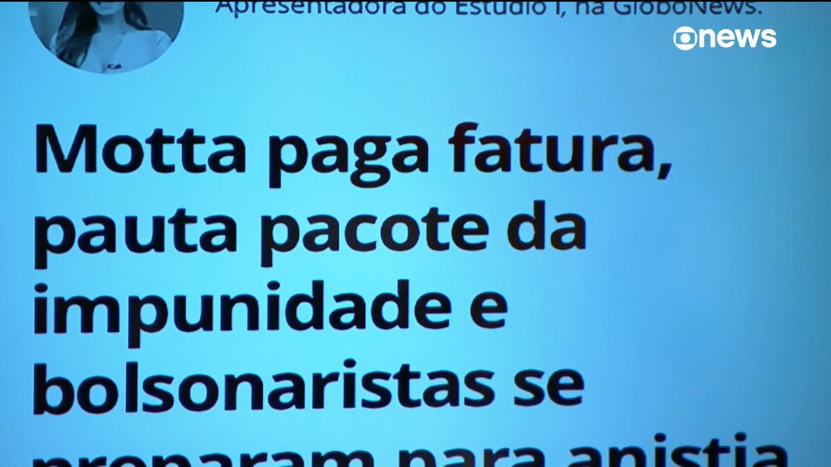 .Andréia Sadi: Motta paga fatura, pauta pacote da impunidade e bolsonaristas se preparam para anistia após julgamento no STF. #Estúdioi ➡ Assista à #GloboNews:
