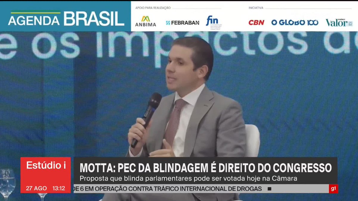 Hugo Motta diz que discutir a proposta de blindagem a parlamentares “é direito do Congresso". O presidente incluiu as PECs que blinda parlamentares da Justiça e do fim do foro privilegiado na pauta da Câmara de quarta-feira (27). #Estúdioi ➡ Assista à #GloboNews: