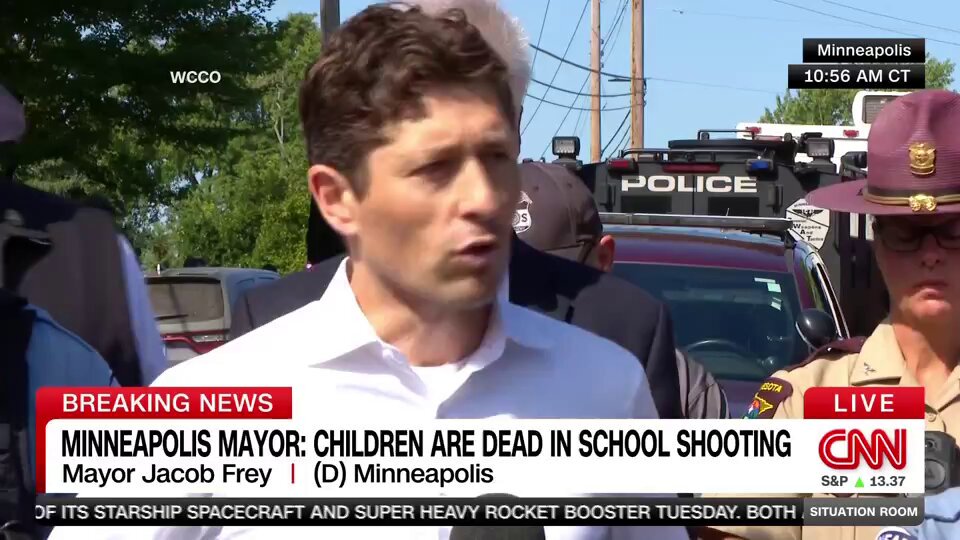 Two children were killed at Annunciation Catholic Church, one 8 years old and another 10 years old. “Don’t just say this is about thoughts and prayers right now,” Minneapolis Mayor Jacob Frey said. “These kids were literally praying.”