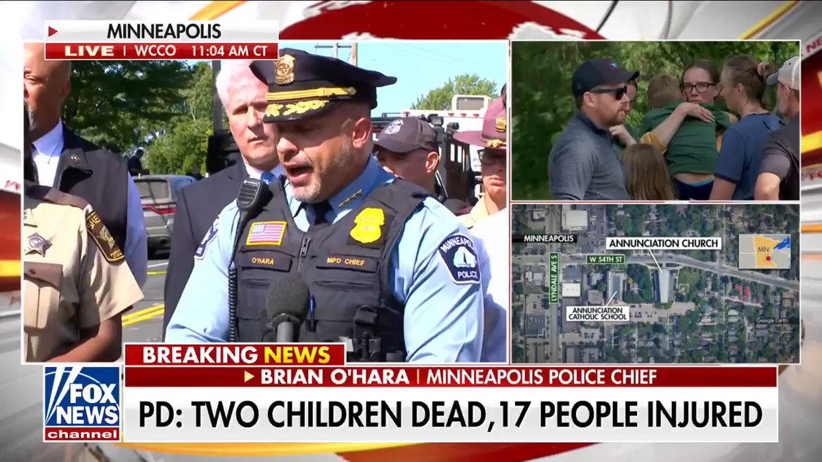 🚨Minneapolis police chief confirms shooter fired from outside through the windows.
