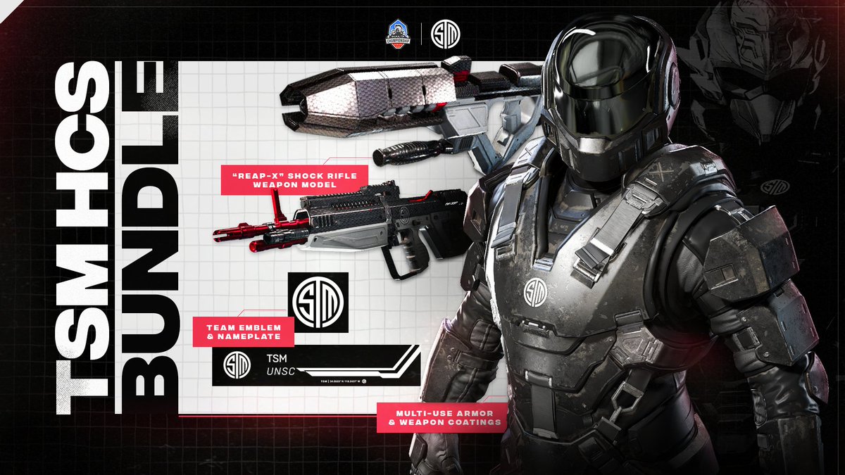 Don the black-and-white. Buy the TSM x Halo Esports Launch Bundle, available now in Halo Infinite.