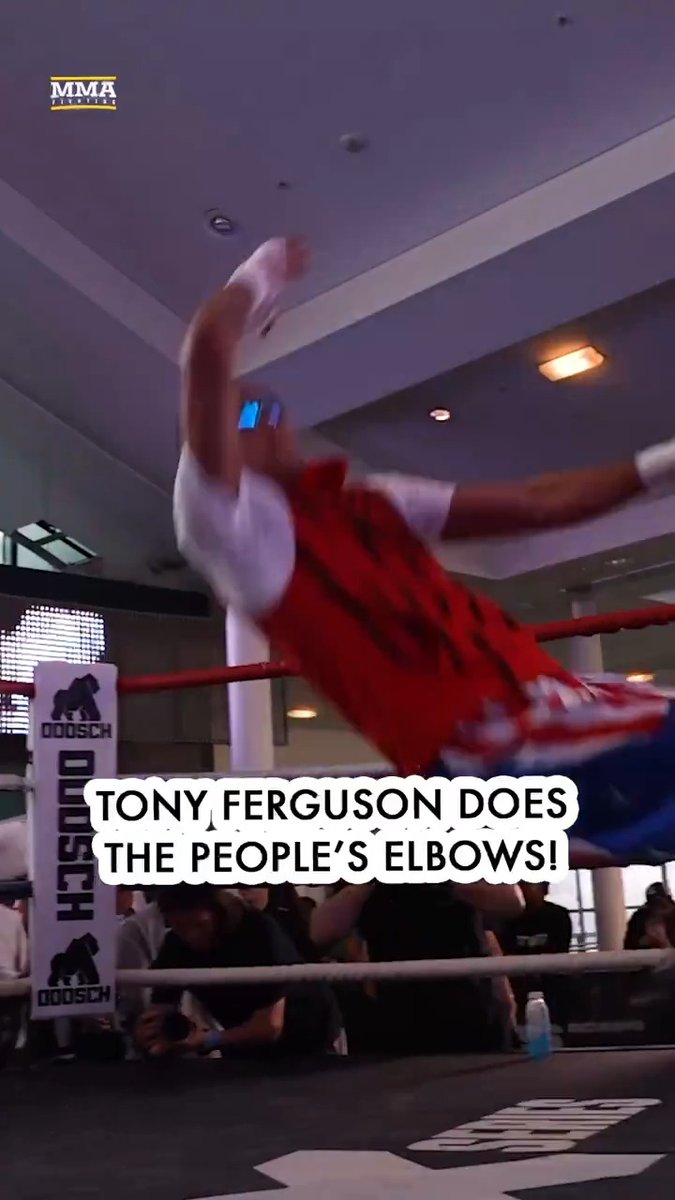 .Tony Ferguson did his best impression of Dwayne Johnson at the Misfits Boxing 22 open workouts ⚡ (🎥 @joseyoungs)