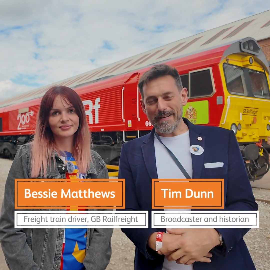 Meet Bessie Matthews, a driver for GB Railfreight. 🎬 TV's Tim Dunn spoke to Bessie at #TheGreatestGathering this month to find out what inspired her to pursue a career in freight and what it feels like to drive a train at 75 miles an hour. The Greatest Gathering Alstom #Freight