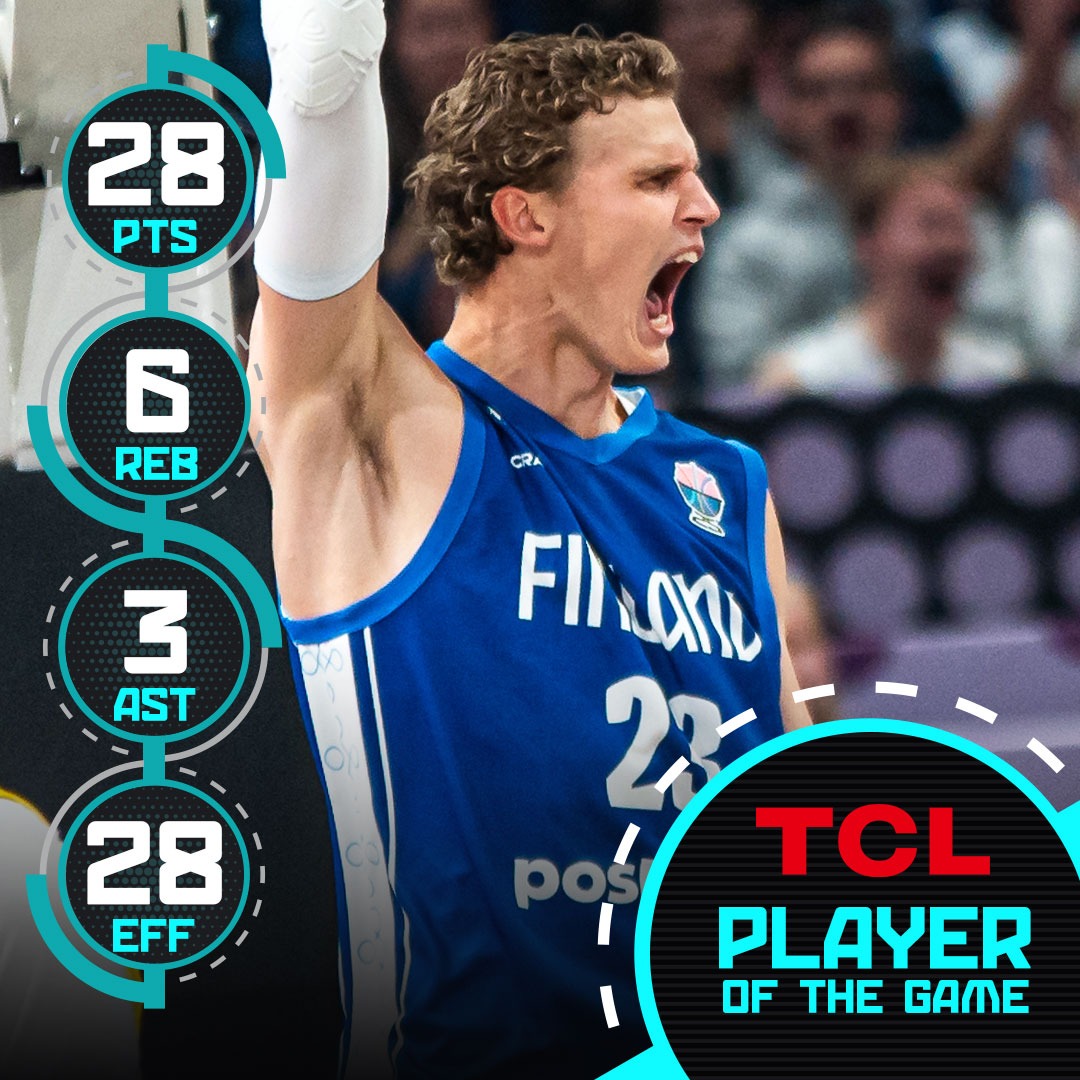 🇫🇮 Lauri Markkanen drops 28 PTS to help Finland prevail in their #EuroBasket home opener 🥶