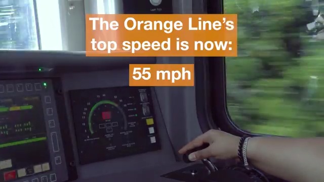 New top speed reached! For the first time, the Orange Line is running at a max speed of 55mph between Oak Grove and Assembly. Previously maxing out at 40mph, we're excited to deliver infrastructure upgrades that lead to faster service and time savings. ⏩