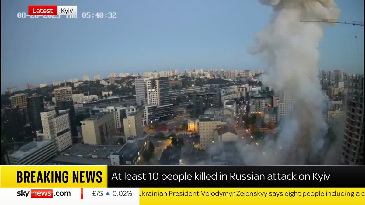 🚨BREAKING: At least 10 people have been killed in a Russian attack on Kyiv, according to President Zelenskyy. The Ukrainian leader said one child is among the dead, while the city's mayor Vitali Klitschko said 38 people have been injured.