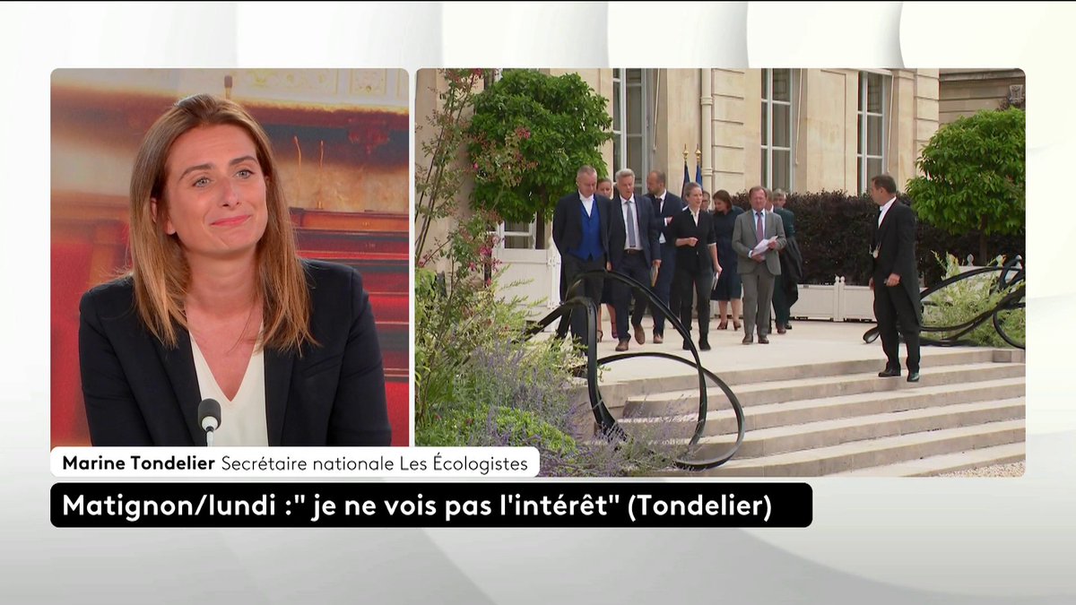 🔴🗣 À la question "est-ce que Lucie Castets reste une option pour Matignon ?", Marine Tondelier, secrétaire nationale Les Écologistes, répond "oui, tout à fait". #franceinfo #canal16