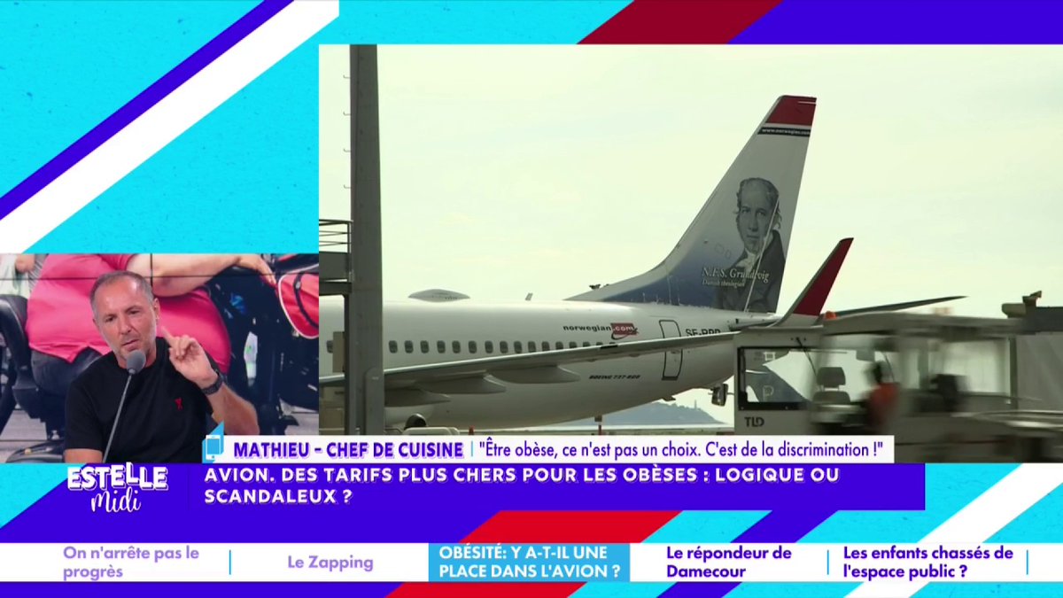 ✈️ Avion : des tarifs plus chers pour les obèses 📞 Mathieu : ""Il y a des gens qui choisissent d'être obèse ?" Ça me rend dingue d'entendre des c******** pareil ! Je suis passé de 78kg à 171kg... Je fais du sport ! On est discriminé ! La société crée les obèses !" #EstelleMidi