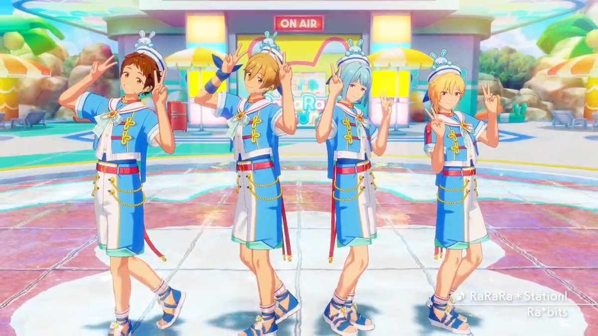 (14/14)【お知らせ】 8月31日〜 ESファン感謝祭『感謝祭!届けたいRaRaRa*Station』を開催予定🐰 『Ra*bits』が歌う『RaRaRa*Station!』のMVを先行公開します🩵 イベント予告はXとアプリ内に掲載中! #あんスタ