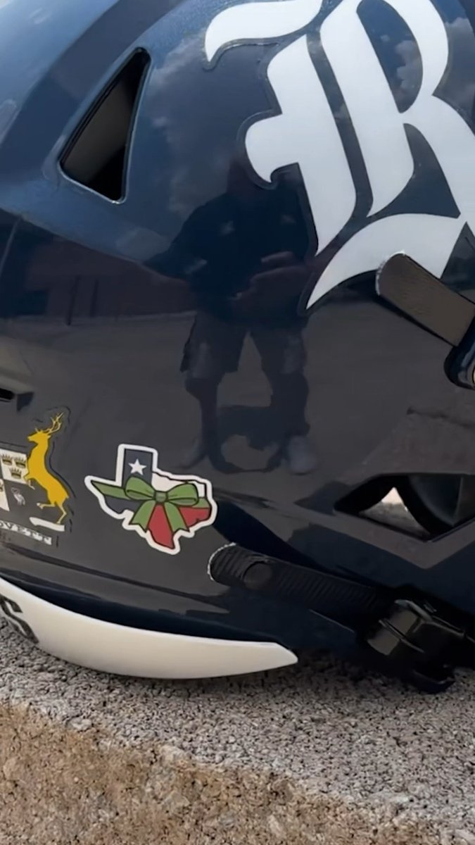 Standing together and wearing our hearts on our helmets. A green ribbon over the state of Texas in memory of the victims and all those impacted by this summer’s devastating floods. #WE x #TexasStrong