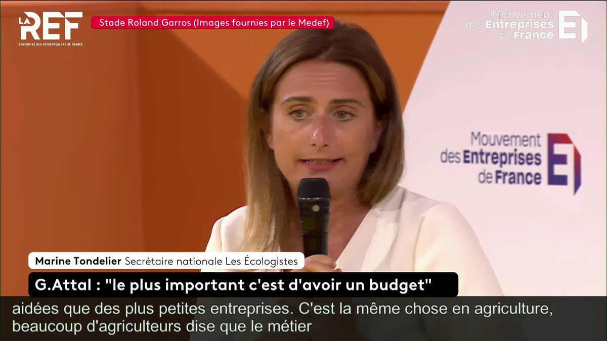 🔴 DIRECT - "J'ai l'impression que l'argent public est rare pour tout le monde sauf pour les aides aux entreprises", objecte Marine Tondelier (Écologistes) face au #Medef et appelle à "débattre de la conditionnalité des aides".