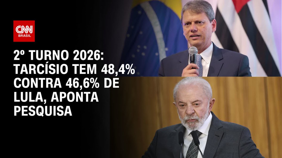 2º turno 2026: Tarcísio tem 48,4% contra 46,6% de Lula; assista #BastidoresCNN