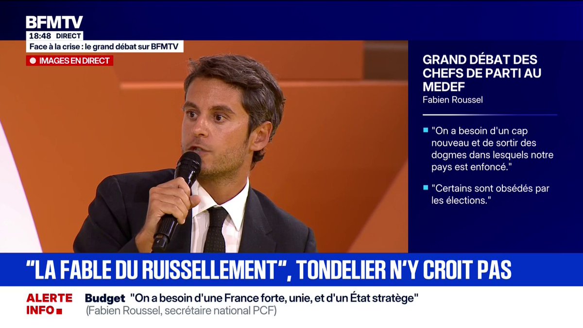 Face à la crise: "Le travail, c'est central pour le bonheur dans une société", confie Gabriel Attal, secrétaire général de Renaissance