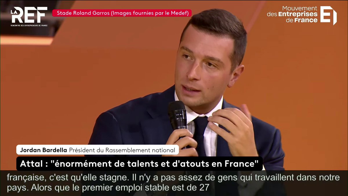 🔴 DIRECT - "Il faut pousser les jeunes plus tôt sur le marché du travail", pour Jordan Bardella (RN) #Medef