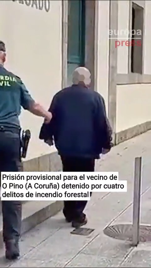 Prisión provisional para el vecino de O Pino (A Coruña) detenido por cuatro delitos de incendio forestal
