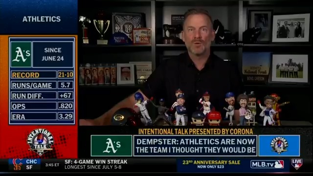 "They are who I thought they were... and they're beating good teams." The Athletics are 21-10 since June 24 with a .820 team OPS! RyanDempster | Siera Santos