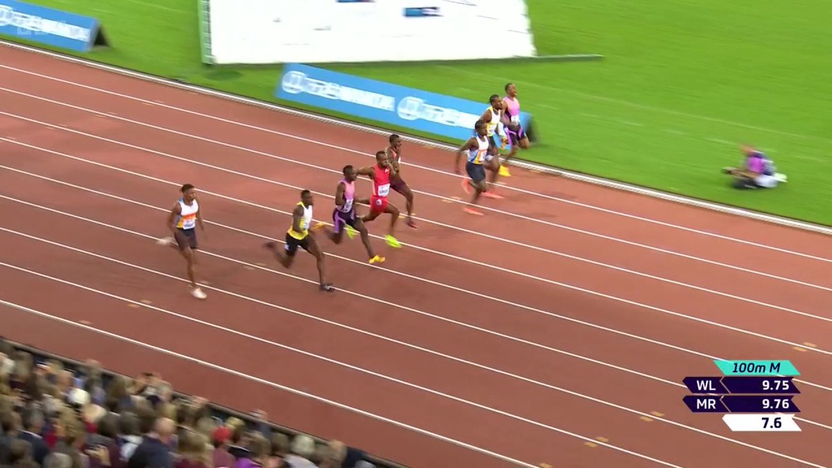 Photo finish! 📸 The #DiamondLeague men's 100m trophy goes to Christian Coleman in 9.97 seconds 🏃