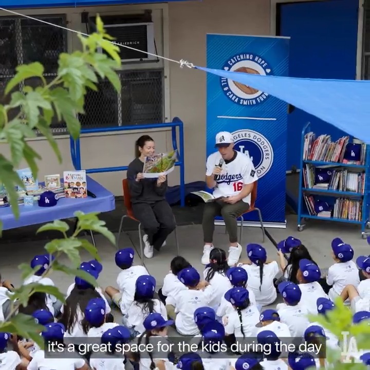 Will and Cara Smith’s Catching Hope Foundation, along with the Dodgers and the Dodgers Foundation, unveiled a new World Series Legacy Literacy Corner at Langdon Avenue Elementary. Will joined students for storytime, a Q&amp;A and handed out free books to kids.
