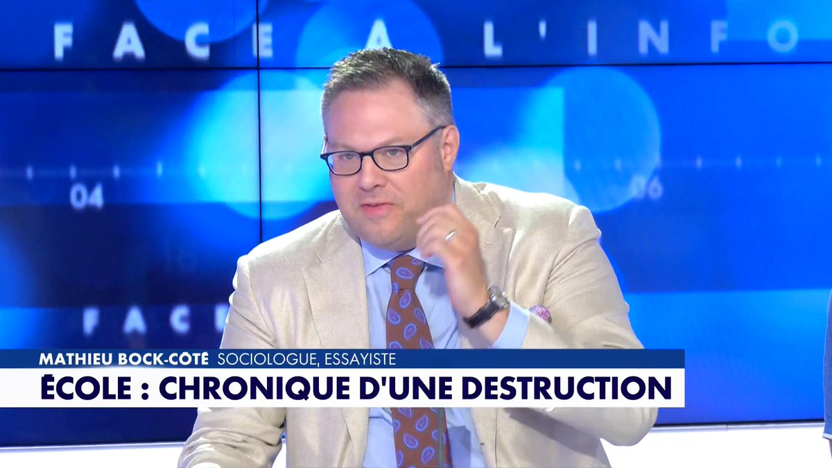 «Ecole : chronique d'une destruction» : l'édito de Mathieu Bock-Côté (Partie 1) dans #Facealinfo