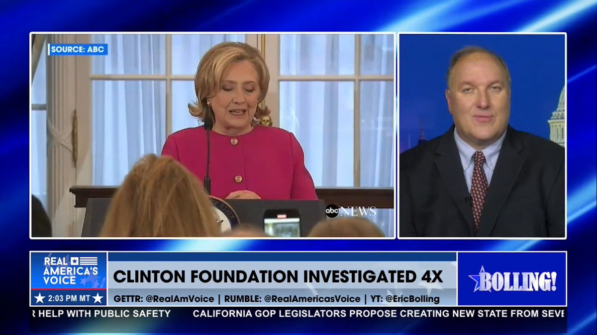 “The Clinton Foundation was investigated four times! Three criminal investigations by the FBI, one by the IRS. All instances…were told by the FBI they couldn’t pursue the matter, and they were told to shut it down!” - John Solomon 🇺🇸 ERIC BOLLING 🇺🇸