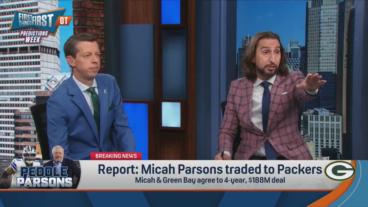 Breaking News: Micah Parsons traded to Packers Chris Broussard: “Good for Micah! I am happy for him!” Danny Parkins: “This is my nightmare.” nick wright: “Are we able to revise our NFC North predictions?”