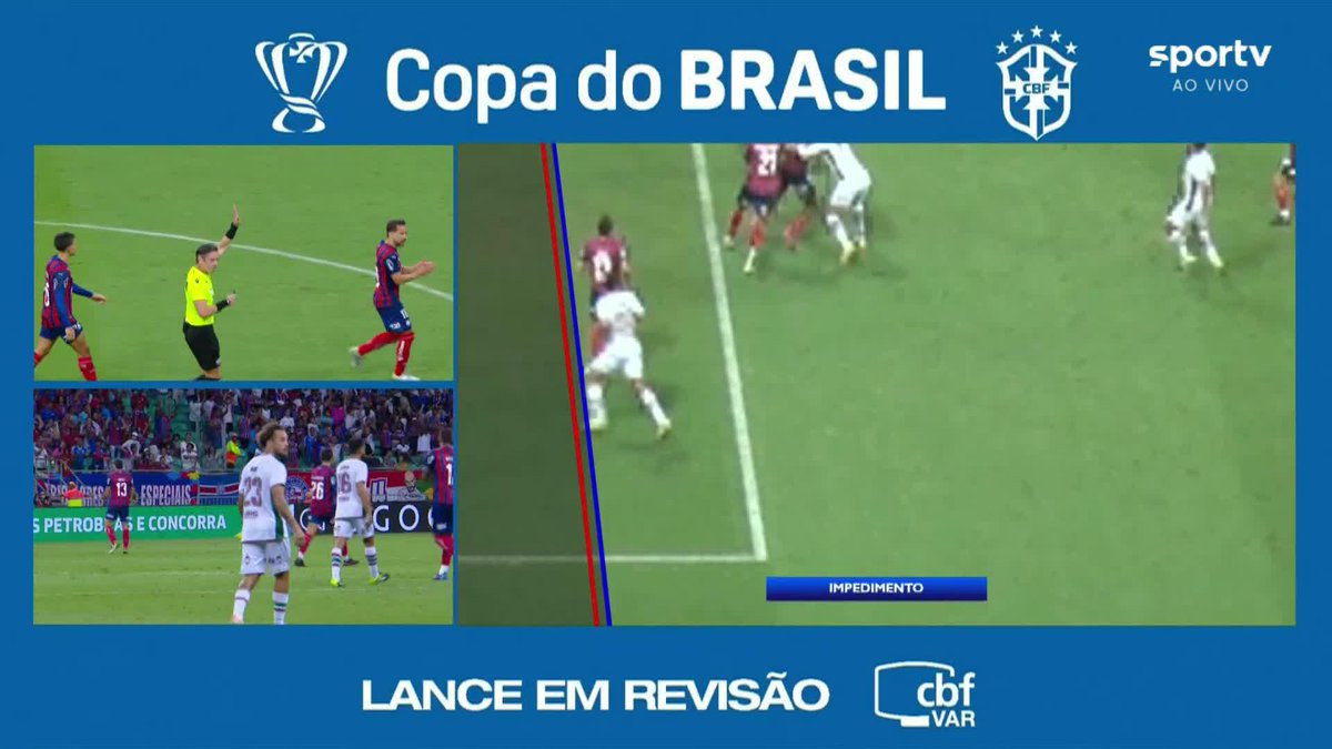 O impedimento no gol anulado do Fluminense. 🎥 sportv | ge