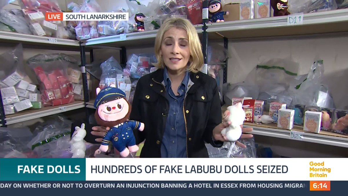 Nearly 600 fake Labubu dolls - which pose a danger to children - have been seized by trading standards officers in South Lanarkshire. Genuine dolls - which are currently at the centre of a viral celebrity craze - can sell for hundreds of pounds. ​ Juliet Dunlop reports.