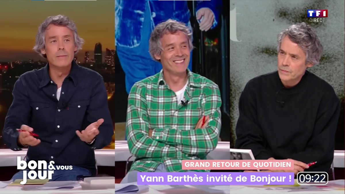 "Quand j'étais jeune fallait me vieillir (...) et puis là, il n'y avait plus besoin de me vieillir donc on va mettre des trucs un peu plus cool", Yann Barthes revient sur l'évolution de ses tenues à la présentation de Quotidien #BonjourLaMatinaleTF1