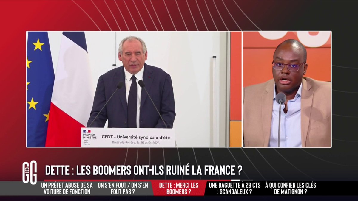 💶 Les boomers ont-ils ruiné la France ? 🗣️ Abel Boyi : "Les boomers ont fait rayonner la France ! Elle a été une grande puissance ! Ce ne sont pas les Français des années 50-70 qui ont choisi de faire la guerre... Il faut tailler dans le train de vie de l'État !" #GGRMC