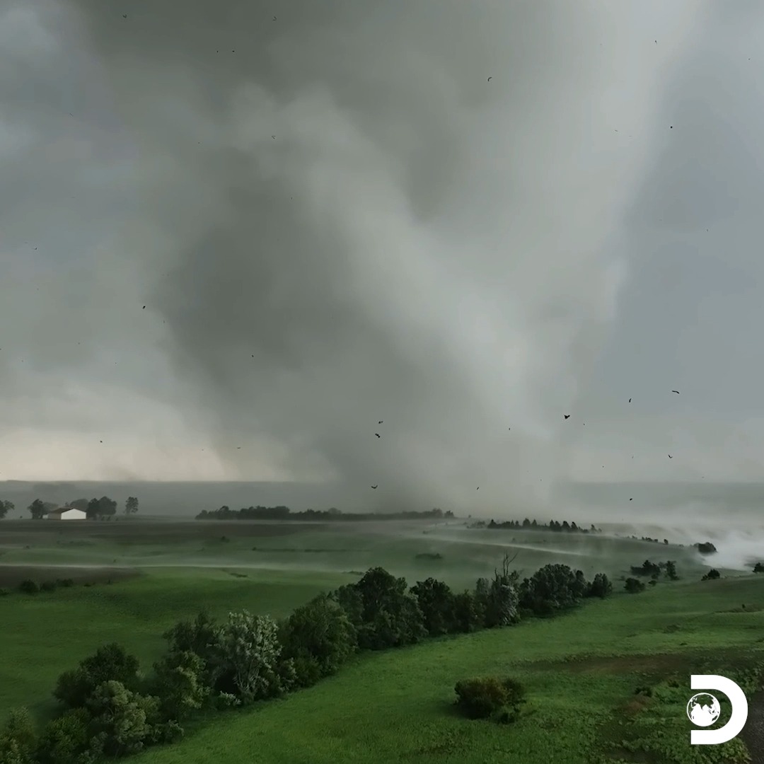 A storm chaser's drone captures jaw-dropping footage of a massive twister tearing through the landscape 🌪️ New #InTheEyeOfTheStorm Sunday at 10P.