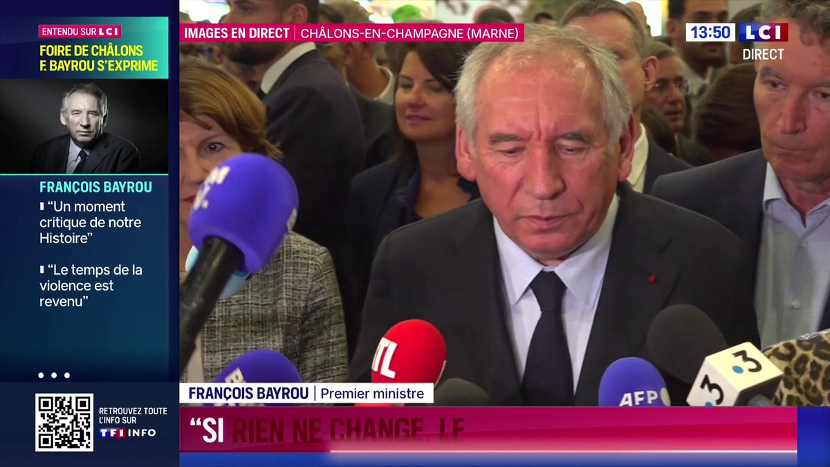 🔴 François Bayrou (François Bayrou) s'exprime à la foire de Châlons 🗣️ "Si rien ne change, le bateau va couler."