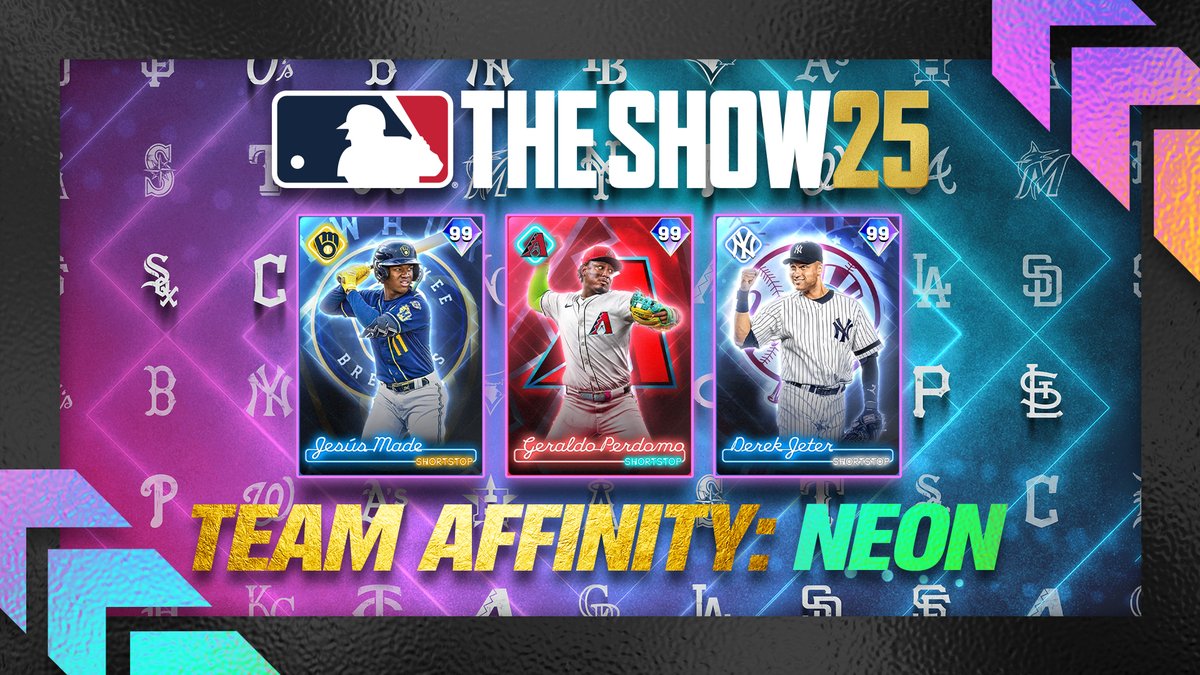 Get ready for that Neon glow! Team Affinity is ready to light up your squad with the new Neon Series! A new Shark Map is here, packed with TONS of hidden rewards and Milestone JT Realmuto! 🦈 Get #MLBTheShow 25 now: