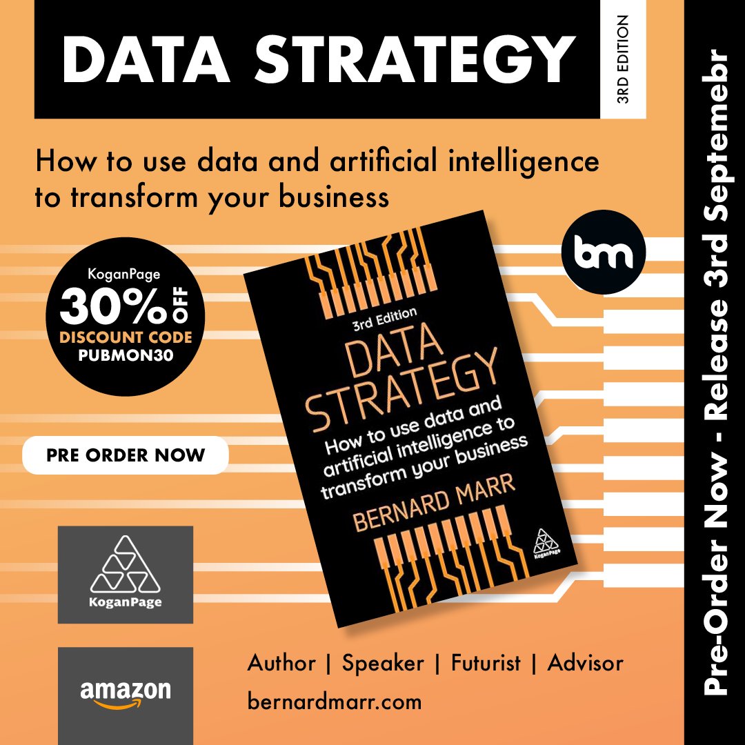 🚀 My New Book is Here: Data Strategy (3rd Edition) 🚀 I’m thrilled to share the release of my latest bestselling book, Data Strategy: How to Use Data and Artificial Intelligence to Transform Your Business. Every business today needs data to survive - but simply having data is not enough. What matters is how you use it. A well-designed data strategy is the key to unlocking value, driving insights, and giving your organisation the competitive edge it needs to thrive in the digital economy. From small organisations to global enterprises, I’ve seen first-hand how a data-driven approach can transform operations, improve decision-making, and unlock entirely new opportunities. That’s why I’ve poured my experience into this book — to help leaders and teams build strategies that don’t just talk about data, but actually deliver measurable impact. 🔍 In this third edition, I’ve expanded the book to reflect the latest developments in data and AI, including: ✅ Generative AI and its role in shaping business innovation. ✅ Synthetic data and how it can accelerate AI adoption. ✅ The potential of quantum computing and what it means for the future of data. ✅ Expanded guidance on cybersecurity, regulations, and ethics in a data-driven world. This isn’t just a theoretical framework - it’s a practical guide to collecting, managing, and using data effectively in order to drive growth, innovation, and long-term success. Whether you’re leading a start-up or a multinational, Data Strategy will equip you with the tools you need to stay ahead in a rapidly evolving landscape. 📖 Pre-order your copy today: 👉 Amazon - 👉 Kogan Page - I can’t wait to hear how this book helps you craft your own data-driven strategy and transform your business for the future.
