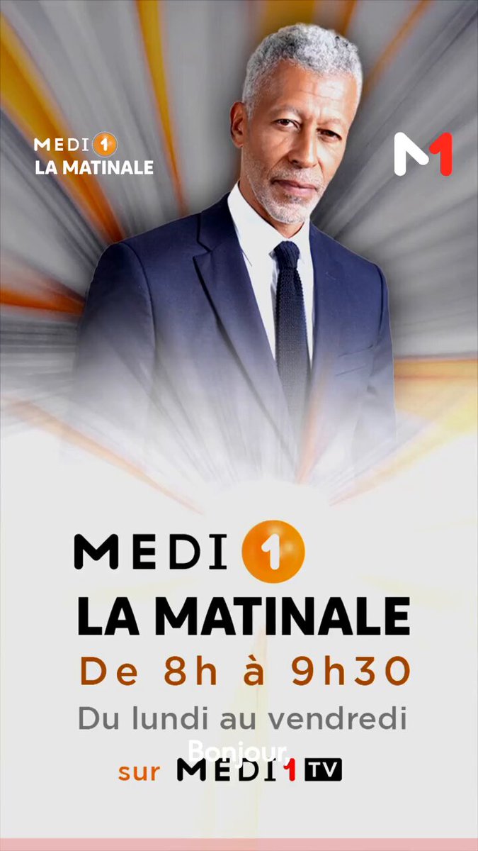 📺 #Medi1TV fait peau neuve ! 🕗 Du lundi au vendredi, 8h-9h30 🎙️ Avec #RachidMbarki dans #Medi1_la_matinale 📰 Actu 🔍 Décryptages 🌍 Correspondances 🤝 Invités & débats exclusifs ⚡ Restez branchés pour votre rendez-vous incontournable de la rentrée ! #Actu #Info #Afrique #Medi1TV
