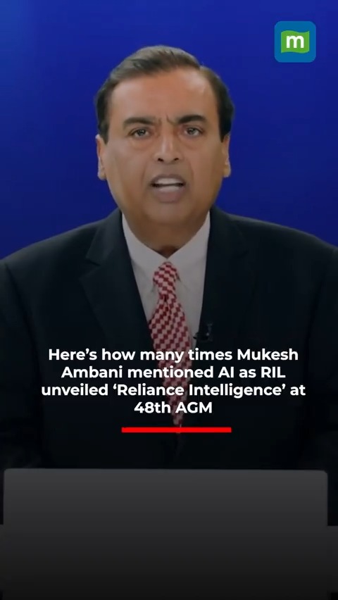 #WATCH 🎥 | Mukesh Ambani couldn’t stop stressing on AI as Reliance unveiled its new AI arm 'Reliance Intelligence' 💡 From sovereign AI platforms to global partnerships with Google & Meta— RIL Chairman & MD Mukesh Ambani dropped the word AI multiple times, signaling how central it is to RIL’s future. Have a look 📱 #RelianceAGM #RelianceIntelligence #AI #MukeshAmbani
