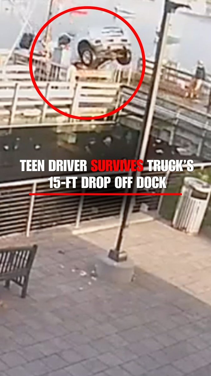 A Massachusetts teen miraculously survived after accidentally backing his pickup truck off a dock and plunging into a river, police said.