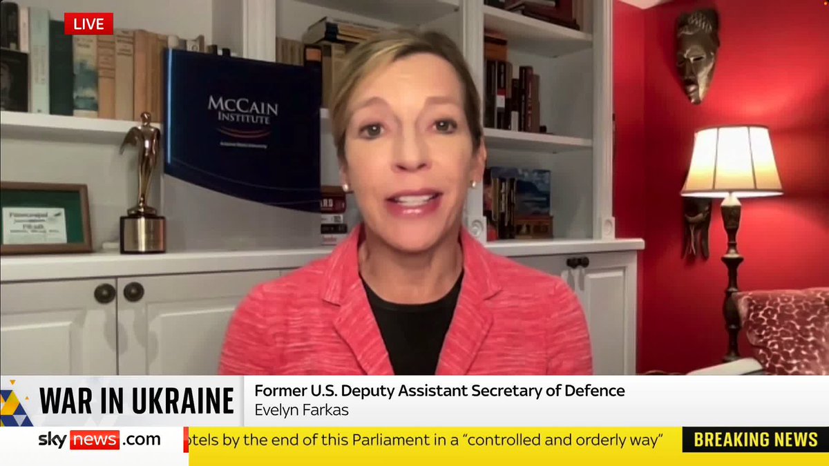 'Putin's not going to be convinced to end this war unless he is defeated on the battlefield - that is the reality.' Former US deputy assistant secretary of defence Evelyn Farkas talks to Sky's @JonathanSamuels about the war in Ukraine. Live updates ➡️