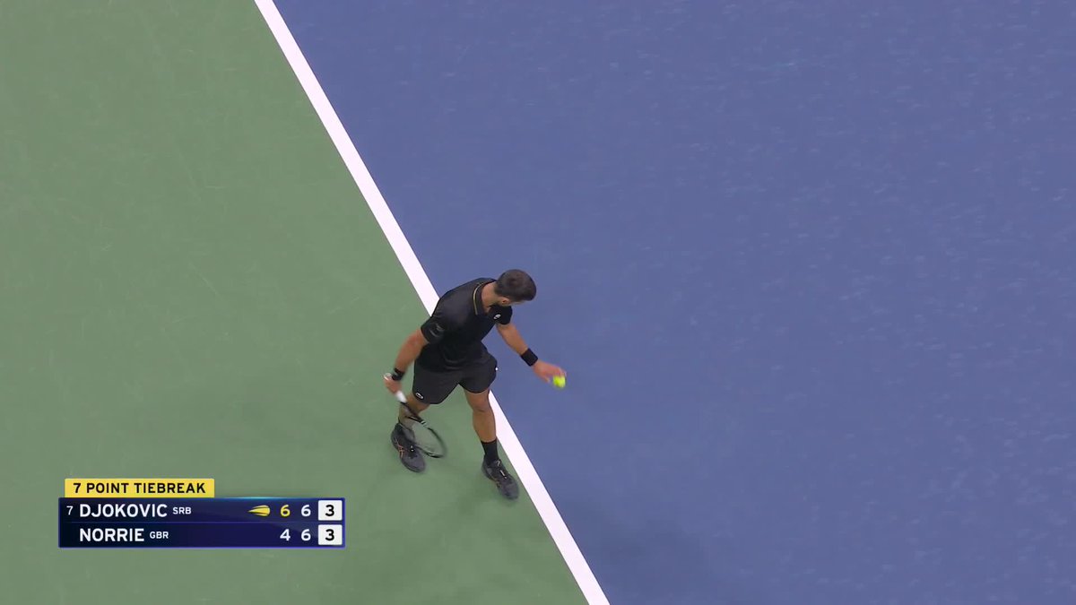 Cameron Norrie gets past Novak in a tiebreak as they split the first two sets. Onward to the third.