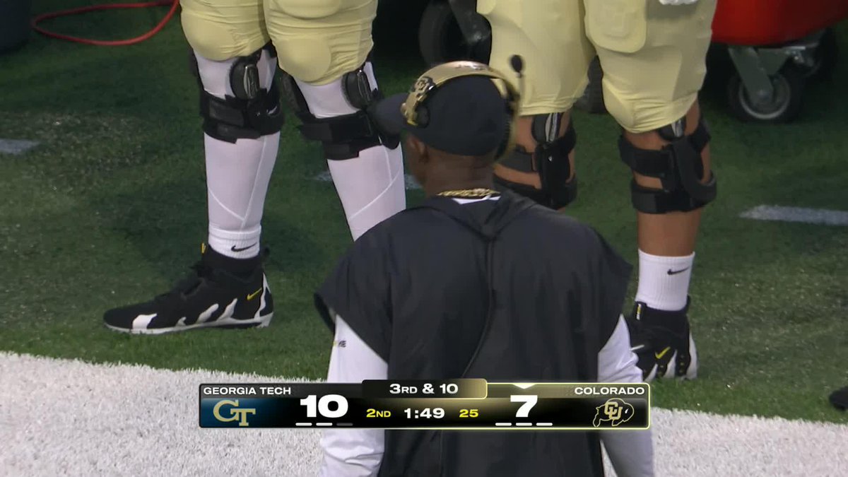Coach Prime was animated on the sidelines during the two-minute warning 👀